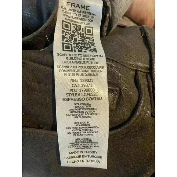 New FRAME Le Crop Flare Brown Espresso Coated Jeans Size 30 - Picture 9 of 11